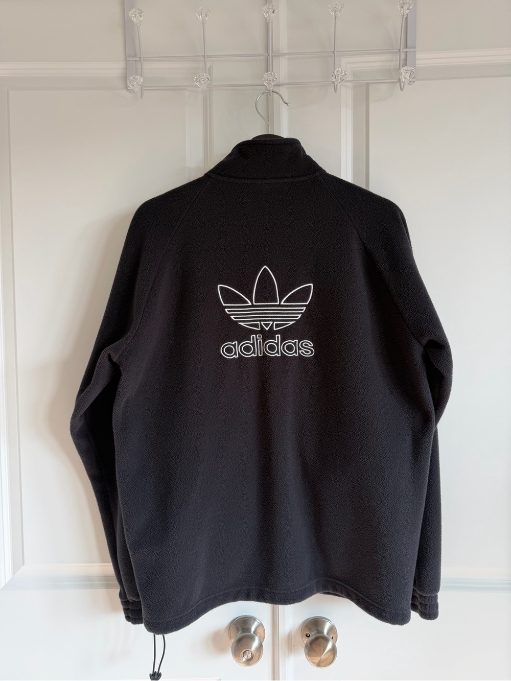 adidas Black Fleece Full Zip with White Trefoil Outline